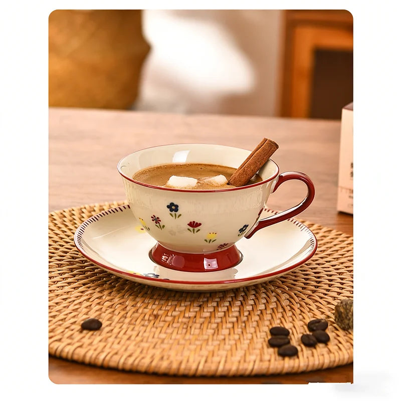 Ceramic Coffee Cup Set with Saucers  Tea  Breakfast Mug Gift Box