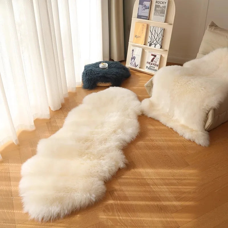 Long Strip Carpet Fluffy Soft Faux Fur Plush Bedroom Bedside Carpets Girl's Room White Home Decoration Rugs Furry Chair Cushion