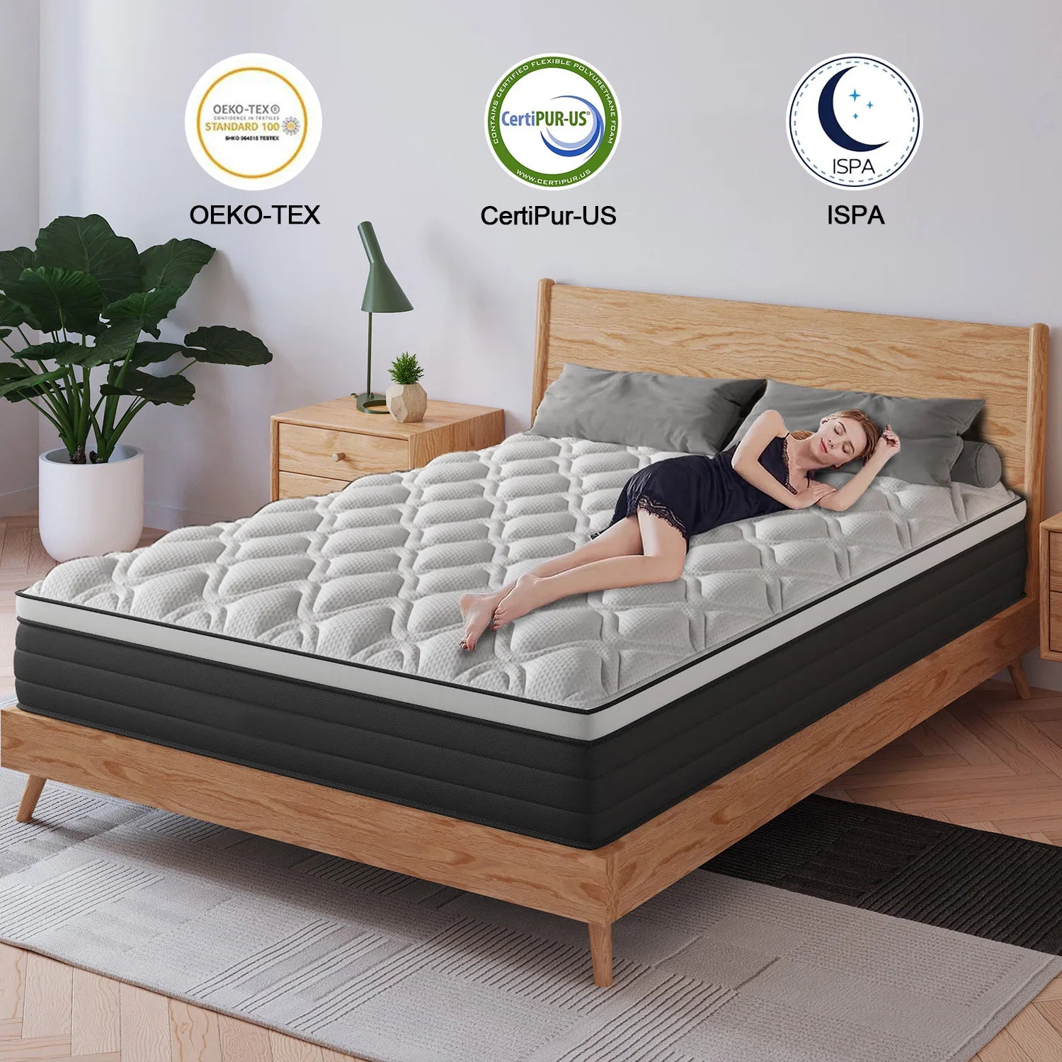 12Inch Gel Memory Foam Hybrid Pocket Spring Mattress Twin Full Queen King Bed Mattress In A Box, Medium Firm Motion Isolation