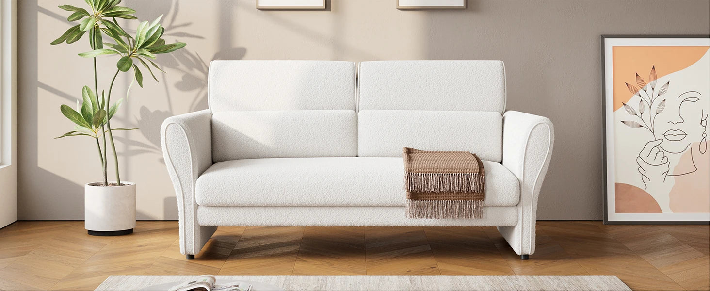 Modern Sherpa Bouclé Accent Chair – Upholstered Reading Lounge Armchair