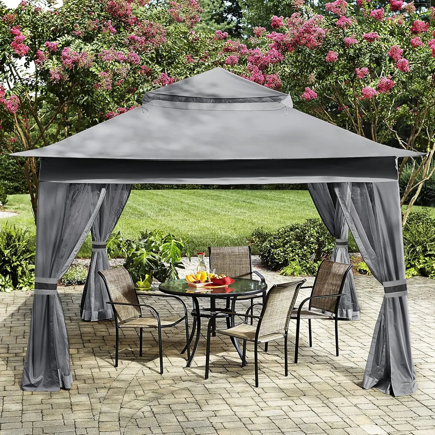 13x13 FT Patio Gazebo Outdoor Pop Up Gazebo with Mesh Walls, Sturdy steel frame, Rainproof and UV resistant Pergola