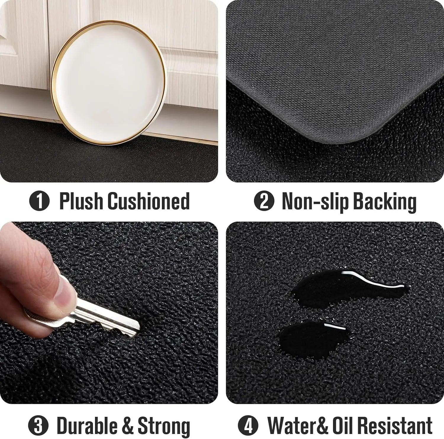 Anti Fatigue Floor Mat 20MM Thick Cushioned Kitchen Comfort Mat Waterproof Non-Slip Standing Desk Mat PVC Ergonomic Foam Mat