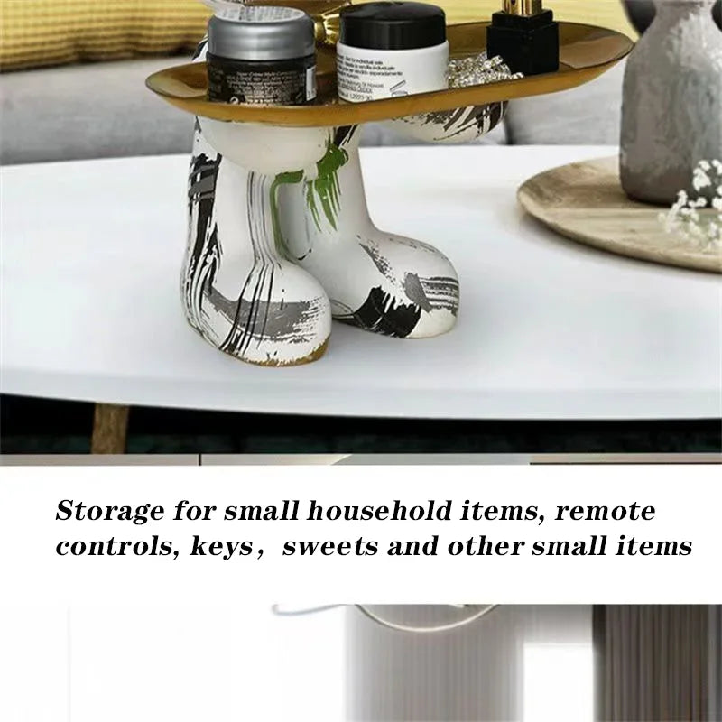 21cm Graffiti Bear Ornament Figurine Home Decoration Animal Statue Keys Storage Shelf Modern Room Sculpture Table Decor Gift