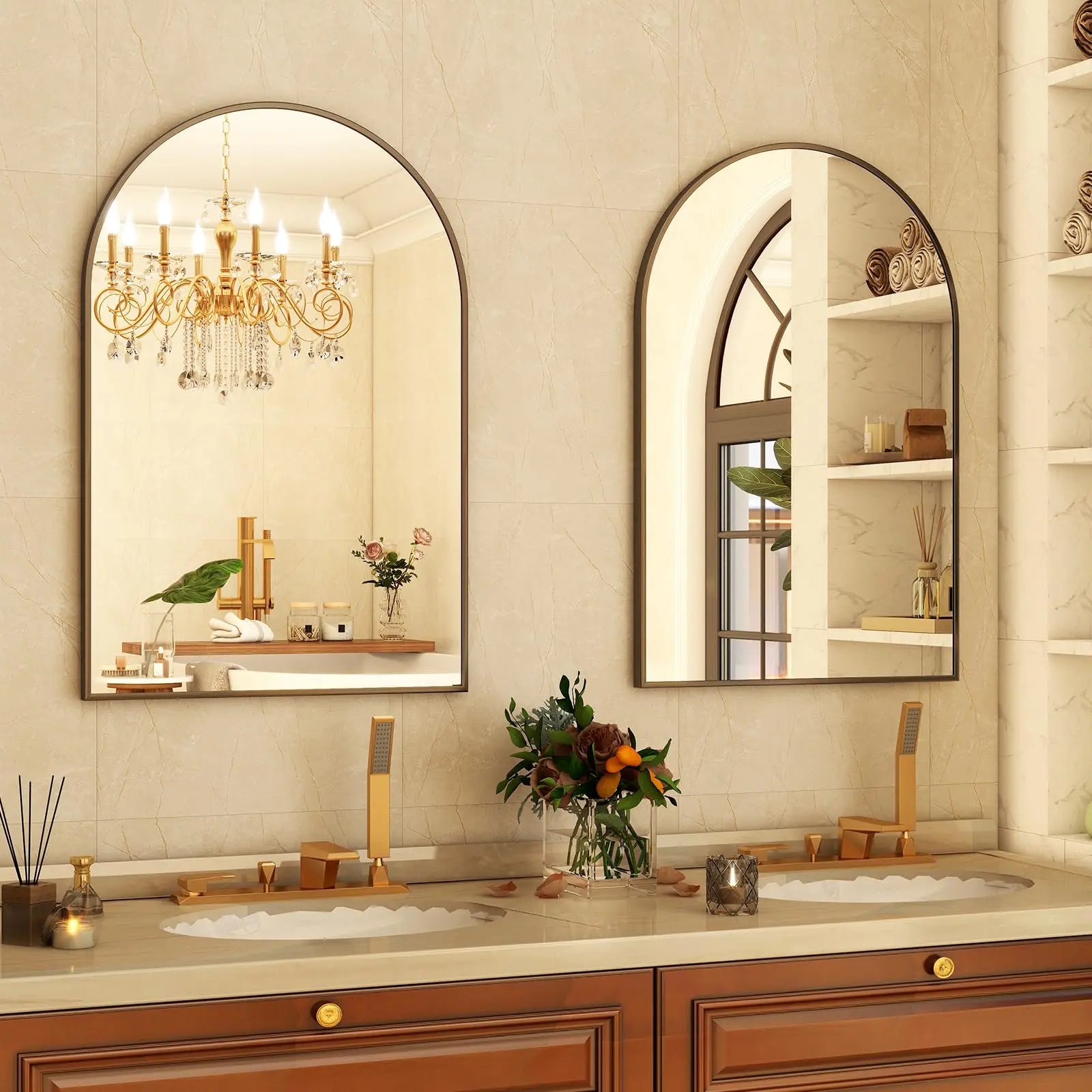 20x30 inch Arch Bathroom Mirror - Arched Bathroom Mirror/Wall Mounted Vanity Mirror - Arch Metal Frame Wall Mirror