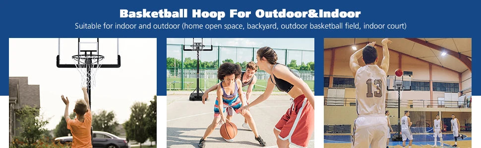 Portable Basketball Hoop System – 44″ Backboard Height Adjustable Indoor & Outdoor