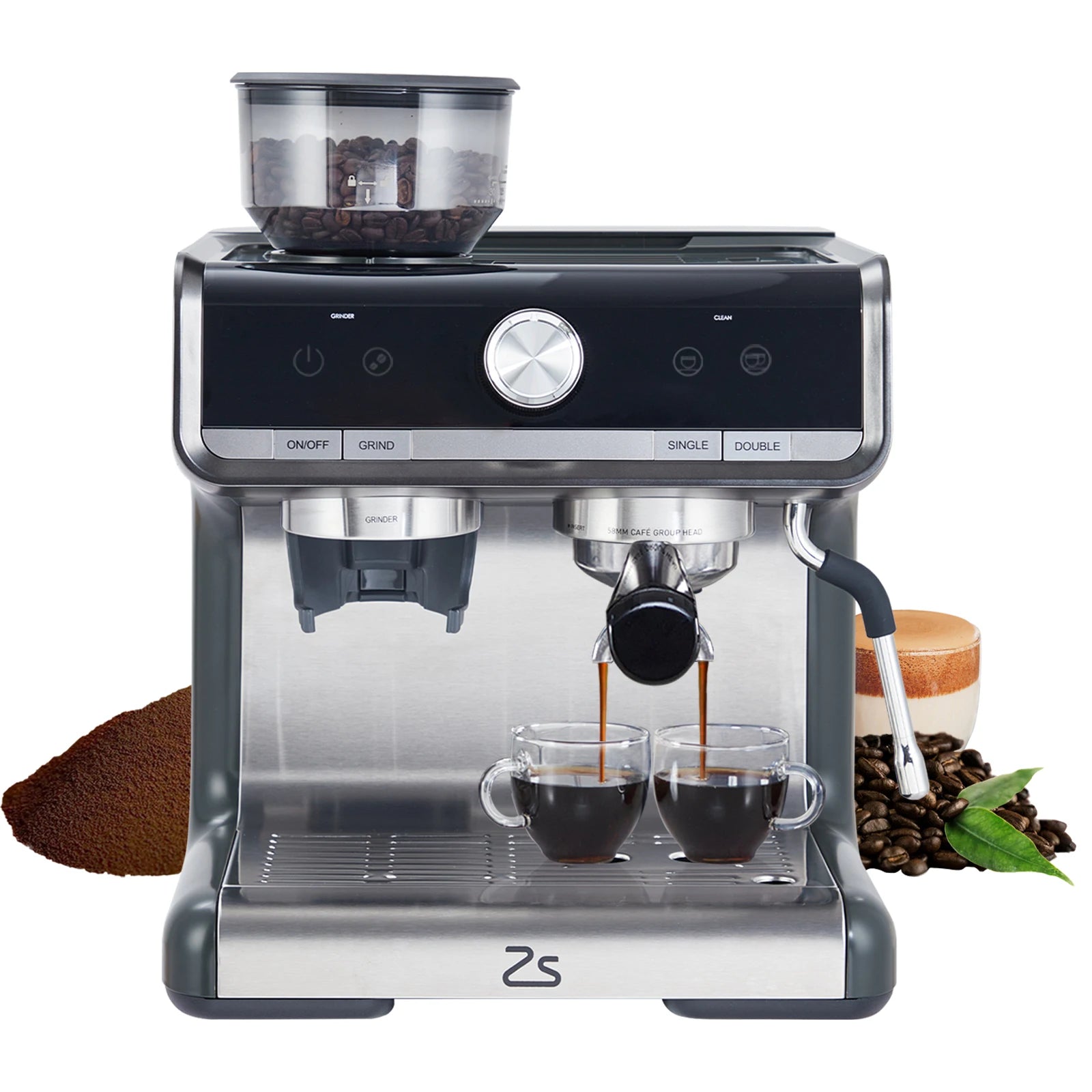 Professional Espresso Machine with Built-In Grinder & Milk Frother – 20 Bar Barista Coffee Maker