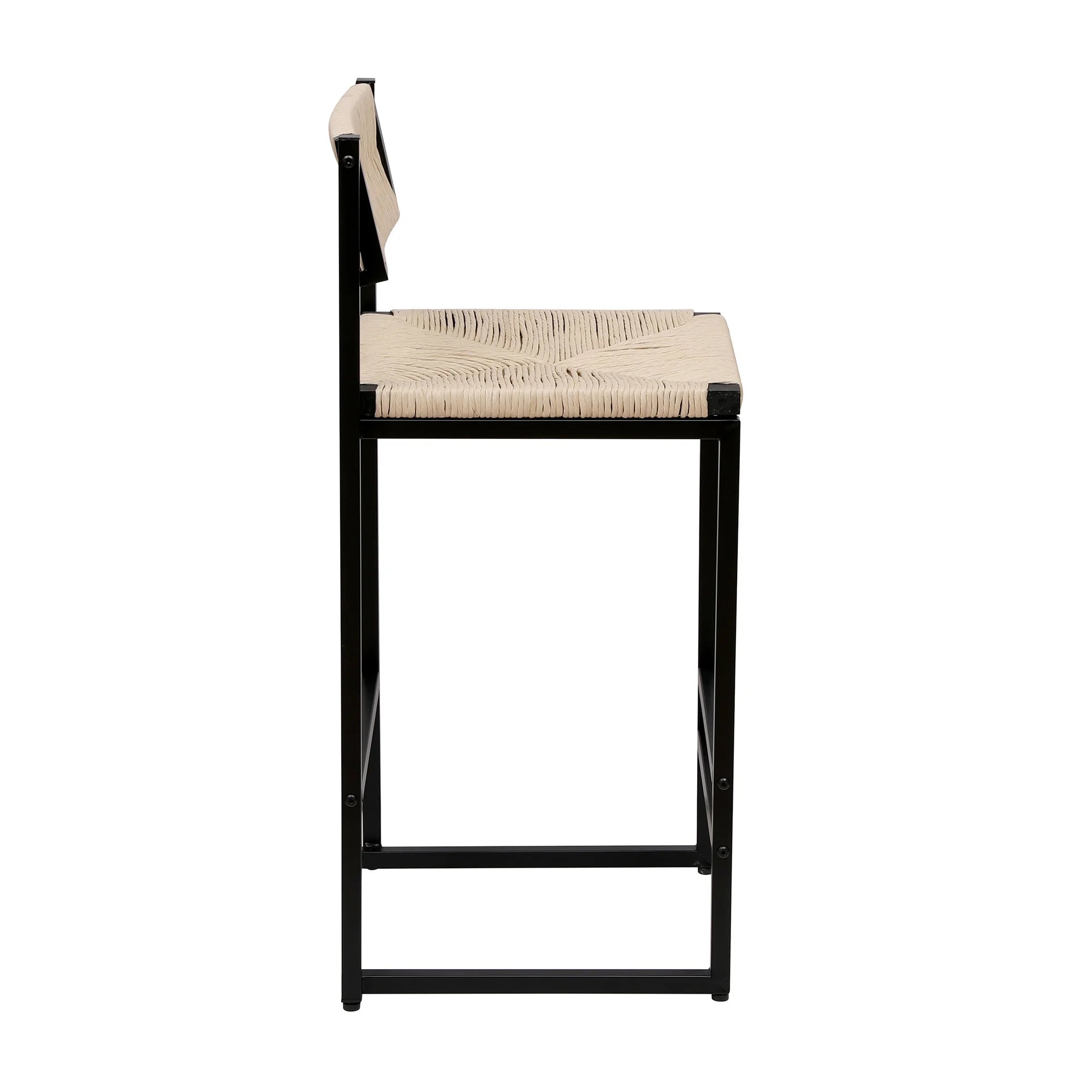 2pcs High Bar Stools Chairs Paper Rope Woven Barstools 220lbs Max Weighing Capacity for Kitchen Dining Room Coffee Shop