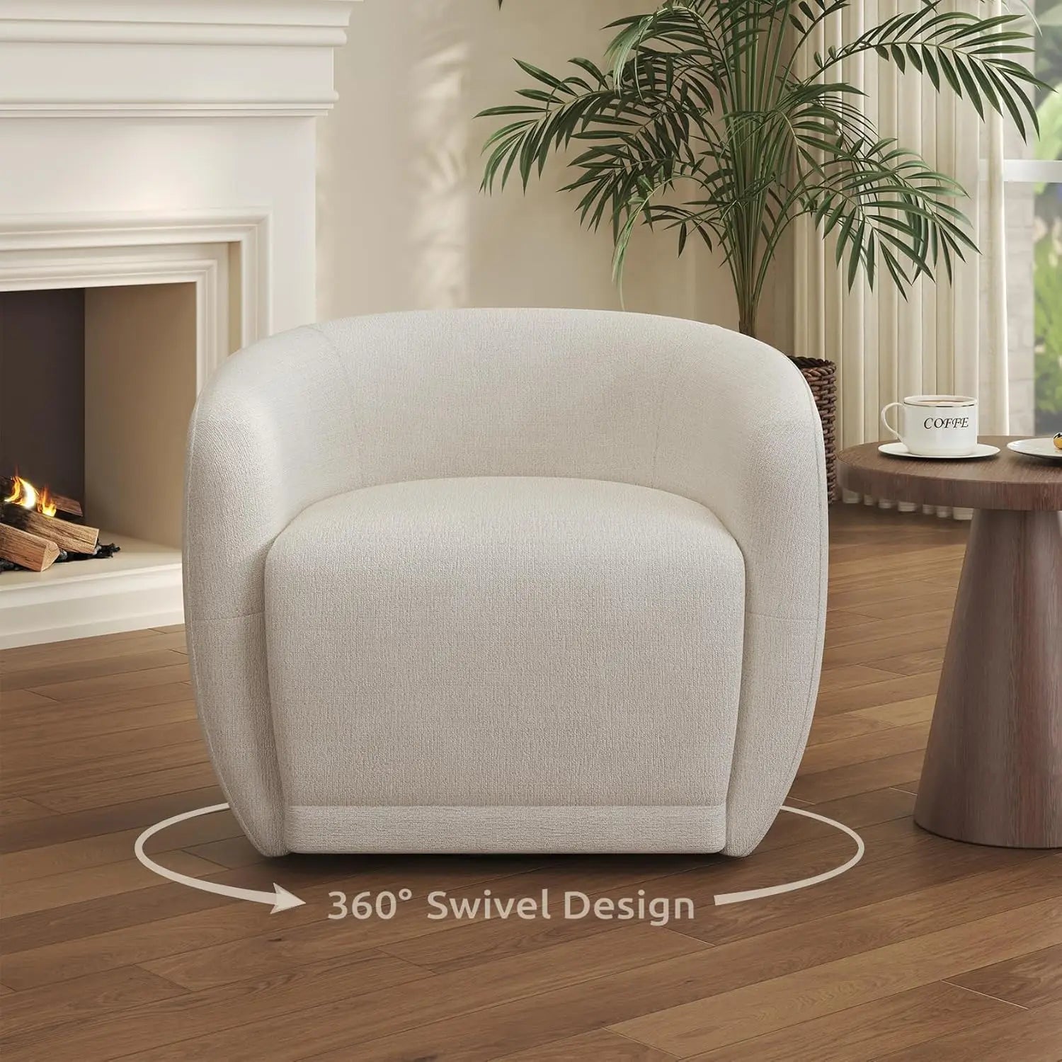 Swivel Accent Chair – Upholstered Reading Armchair for Living Room & Office