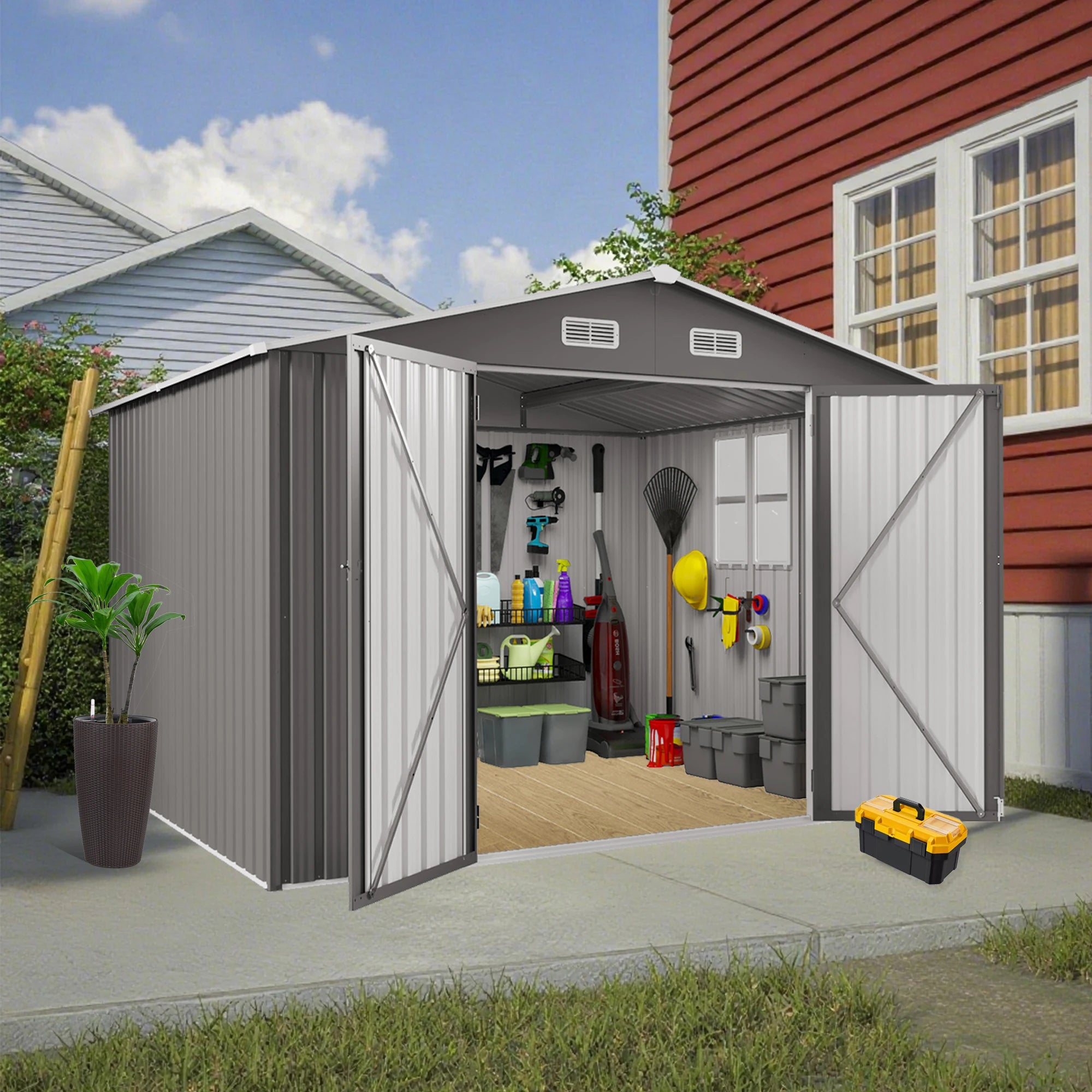 Metal Outdoor Storage Shed – 10 ft × 8 ft Garden Shed
