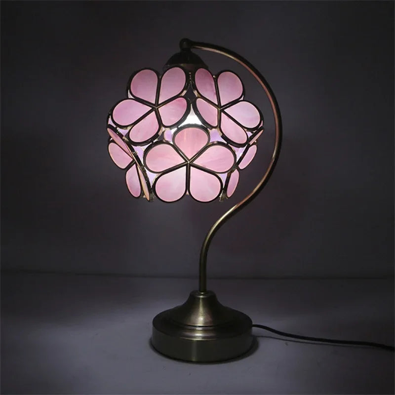 GISELLE Tiffany Table Lamp LED Modern Creative Pink Petal Desk Light For Home Living Room Bedroom Bedside Decor