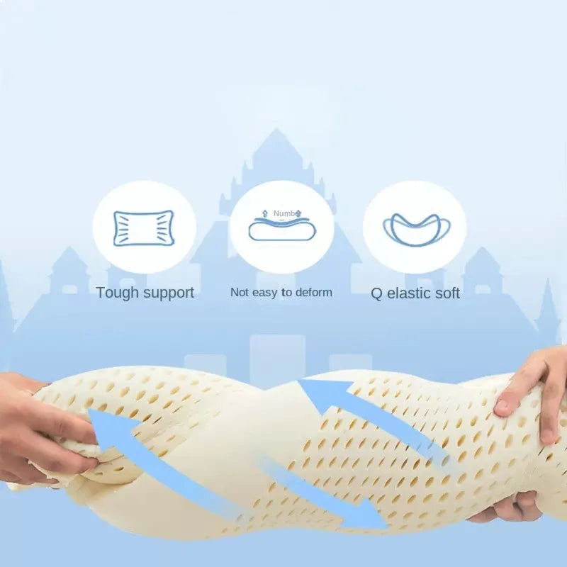 Ice coolingTechnology Thai Natural Latex Pillow Slow Rebound Health Care Memory Foam Pillow Orthopedic Pillow Neck Protector 1PC