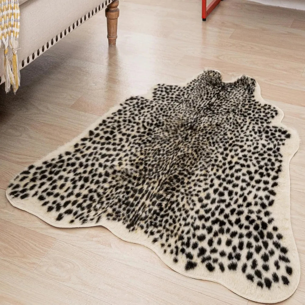 Leopard Print Rug, Cheetah Rugs Faux Cowhide Hide Skin Rug Animal Cheetah Printed Area Rug Carpet for Bedroom Livingroom Home Of