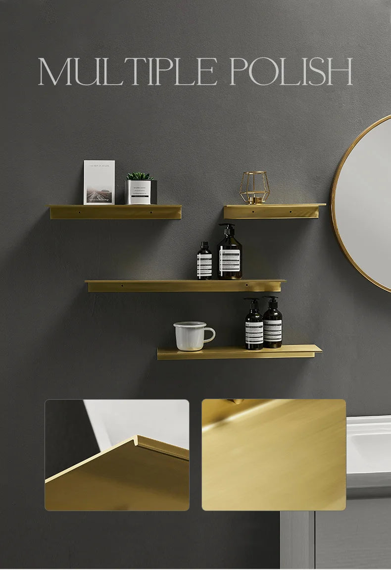 30-50cm Modern Brushed Gold Black White Bathroom Storage Rack Bathroom Shelves Kitchen Wall Shelf Home Accessories