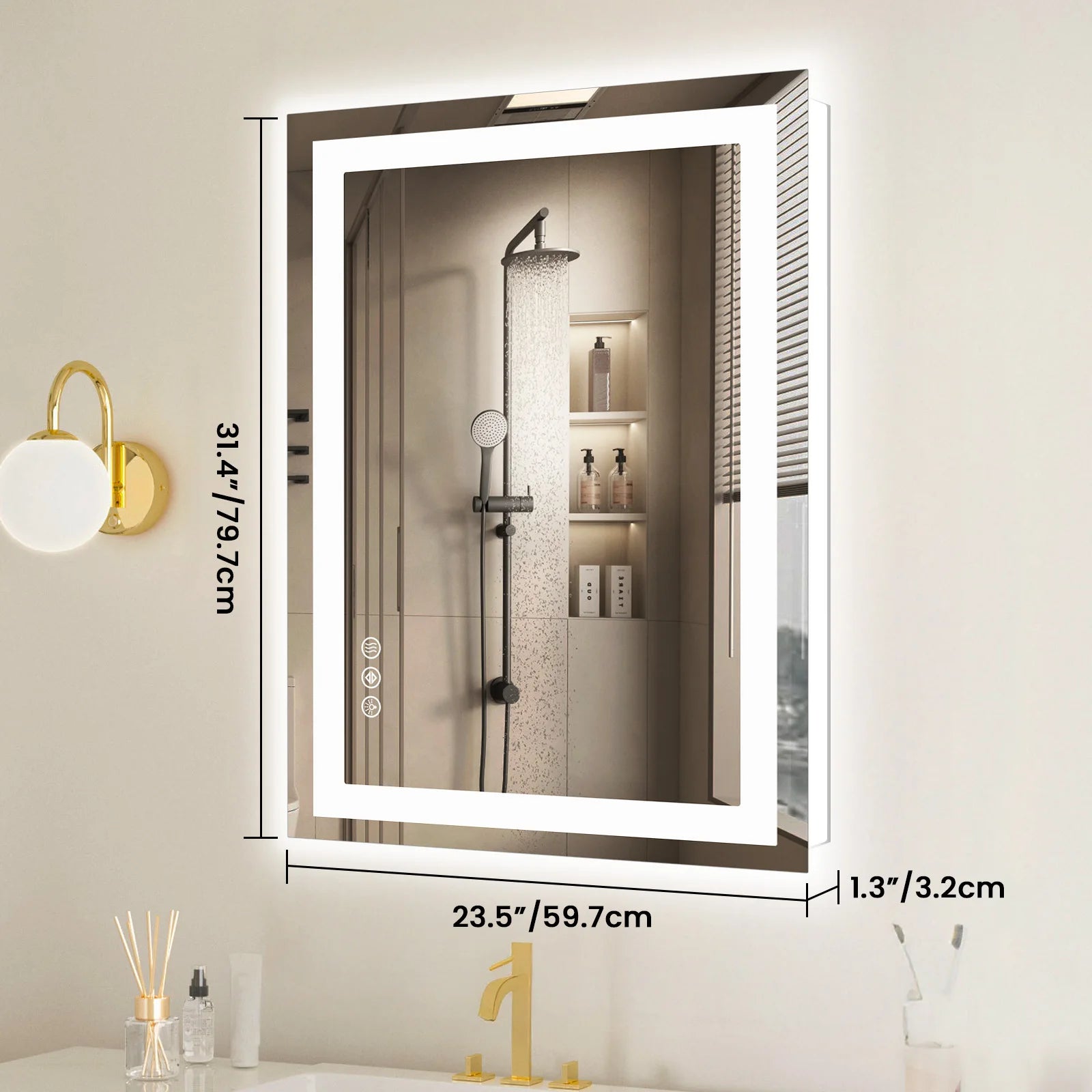 JHK 36"x 24"LED Bathroom Vanity Mirror for Wall Memory Function Tempered Glass with Front Light and Backlit For Living Room