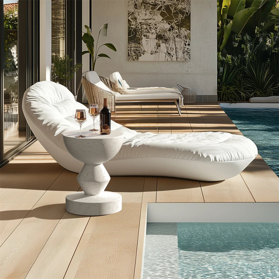 Modern Living Room Sofa Side Indoor End Table Outdoor Accent Table Lightweight Concrete Stool