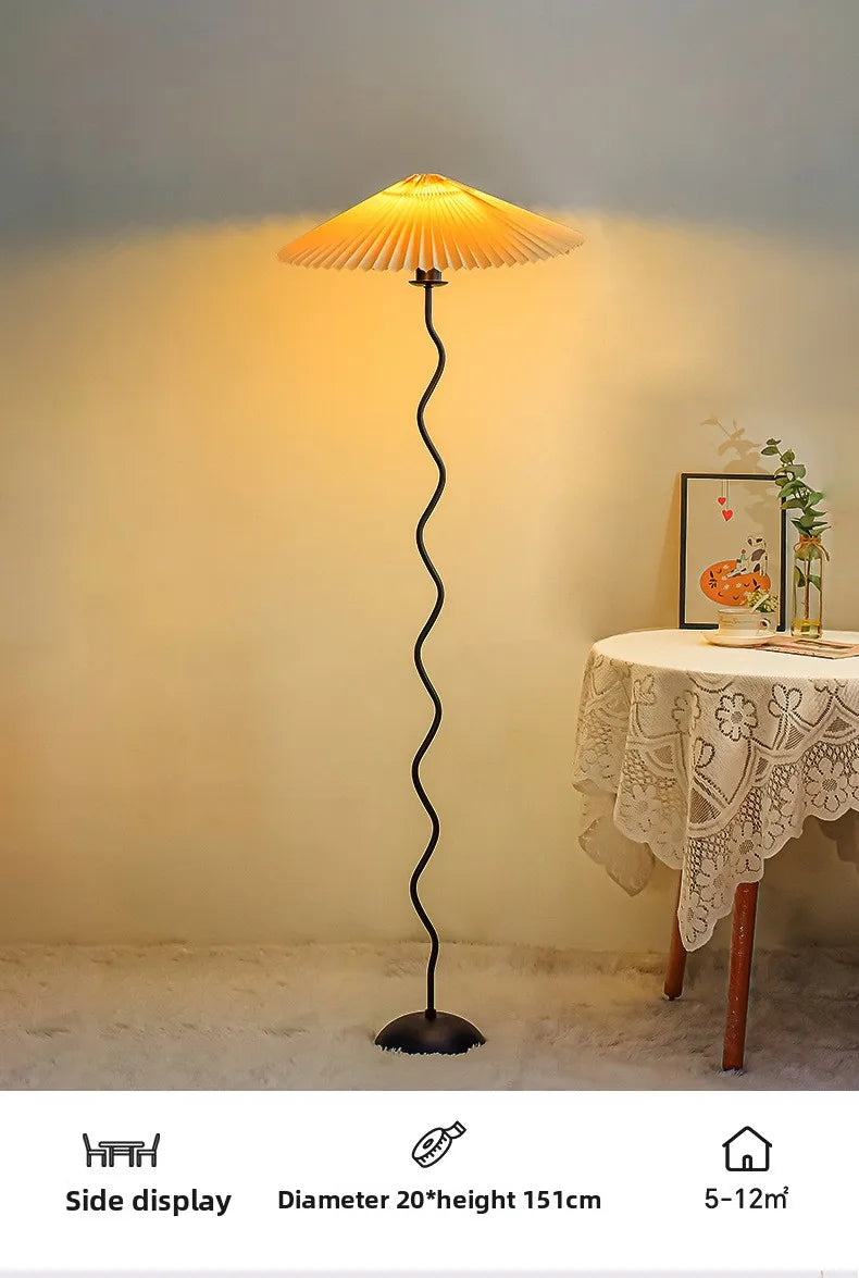 Medieval pleated lamp Japanese living room sofa lamp Nordic simple modern bedroom bedside warm atmosphere floor lamp