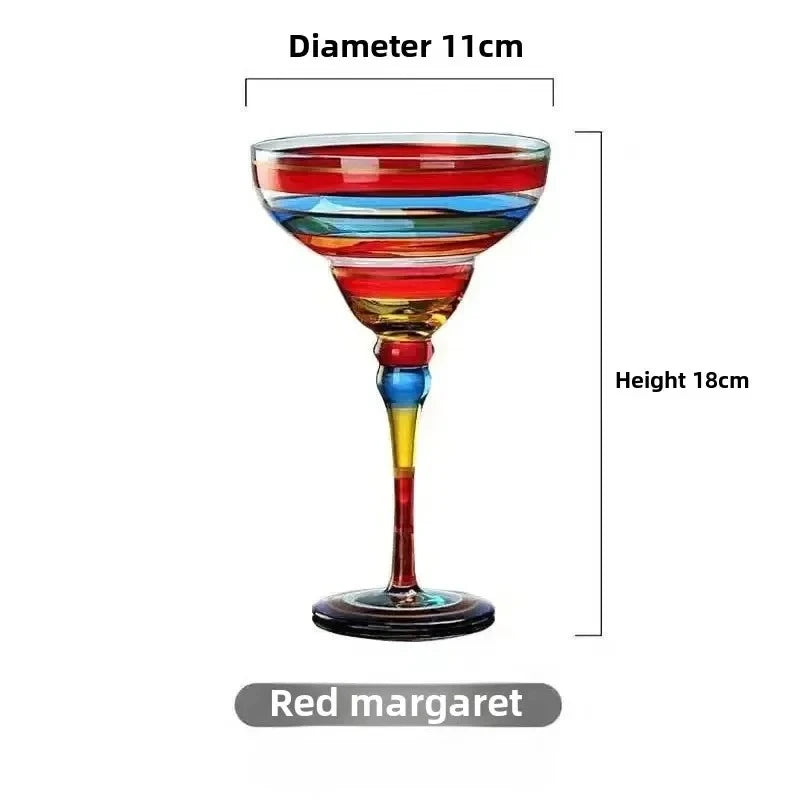 360ml Colorful Margarita Glasses Set Champagne Cocktail Cups Handmade Barware Elegant Home Bar Drinkware Wedding Party