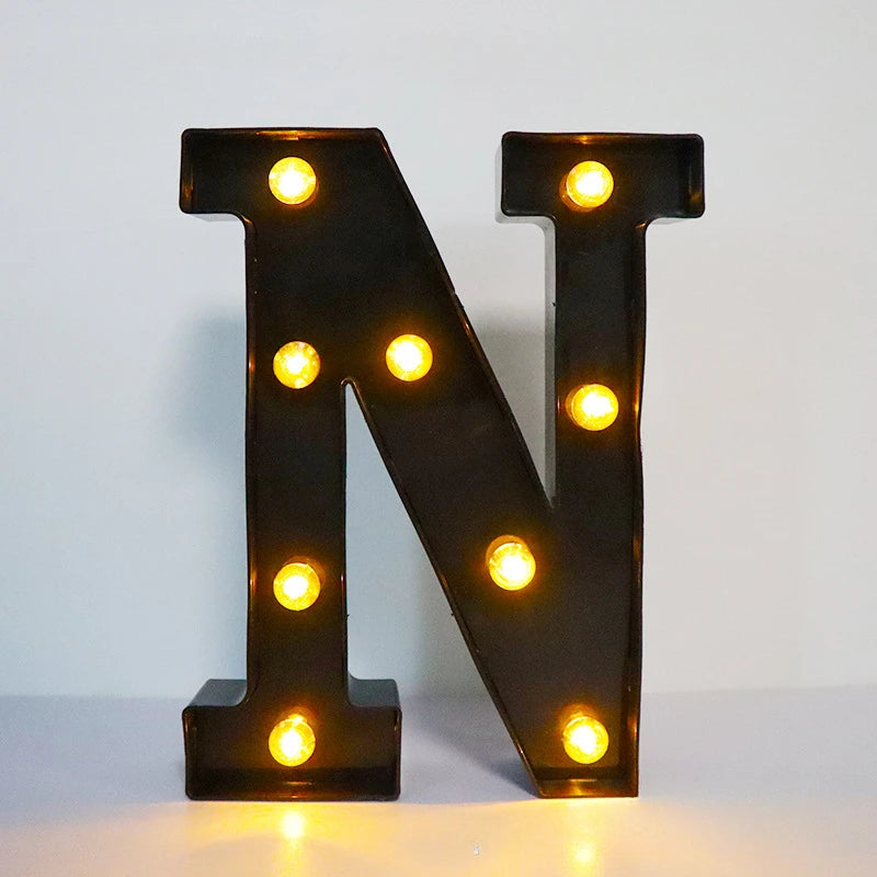 22cm Letters with Led Light Black Alphabet Letter Number Night Light Home Christmas Decoration Birthday Supplies Room Decoration