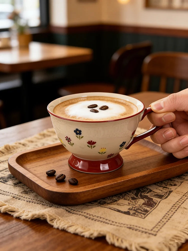 Ceramic Coffee Cup Set with Saucers  Tea  Breakfast Mug Gift Box