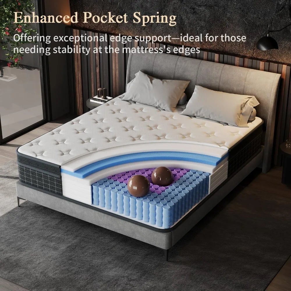 Full Size 12 Inch Mattress in a Box with Pocketed Springs for Pressure Relief and Motion Isolation
