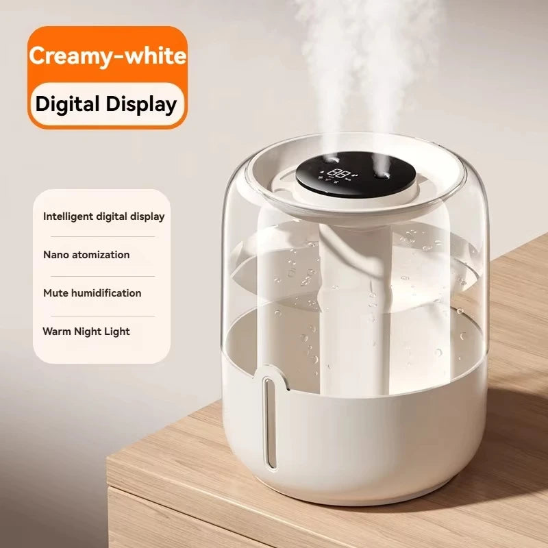 6.8L Large Capacity Humidifier USB Dual Spray Home Office Bedroom Desktop Air Moisturizer Purifier Silent Night Light Diffuser