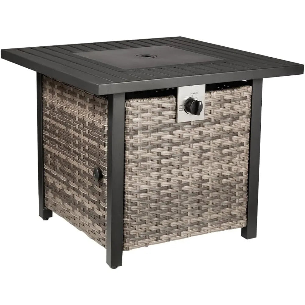 Fire Pit Table Outdoor Firepit 50,000 BTU Firepits for Outside with Lava Rocks and Removable Lid Metal Fire Pits for Outside