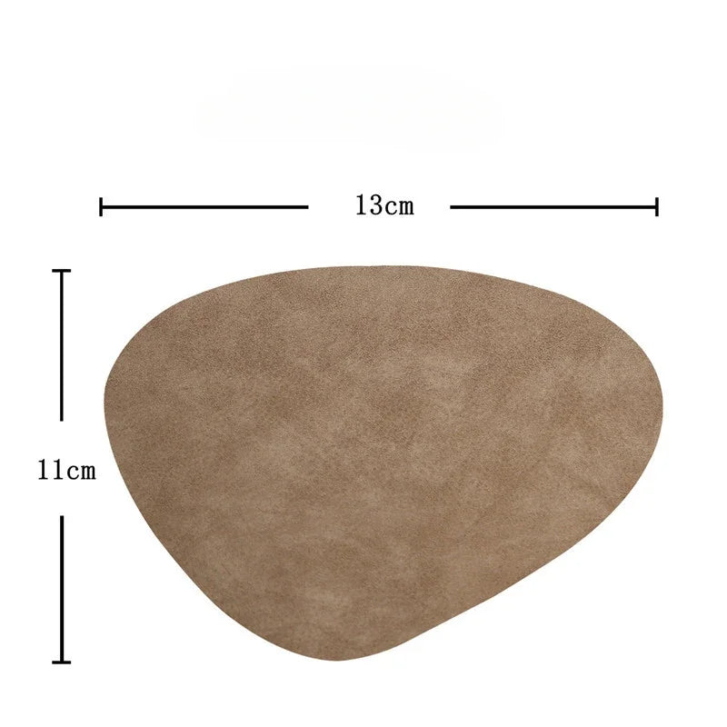Irregular Shape PU Leather Placemats Set Oil-Proof Waterproof Dual-Sided Place Mats for Kitchen Bistro Tables Bars Coffee Shops