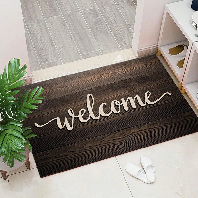 Welcome Inspired Patterned Door Mat Artistic Elegant Print Mat Non Slip Floor Mat For Entryway Doorstep Home Decor