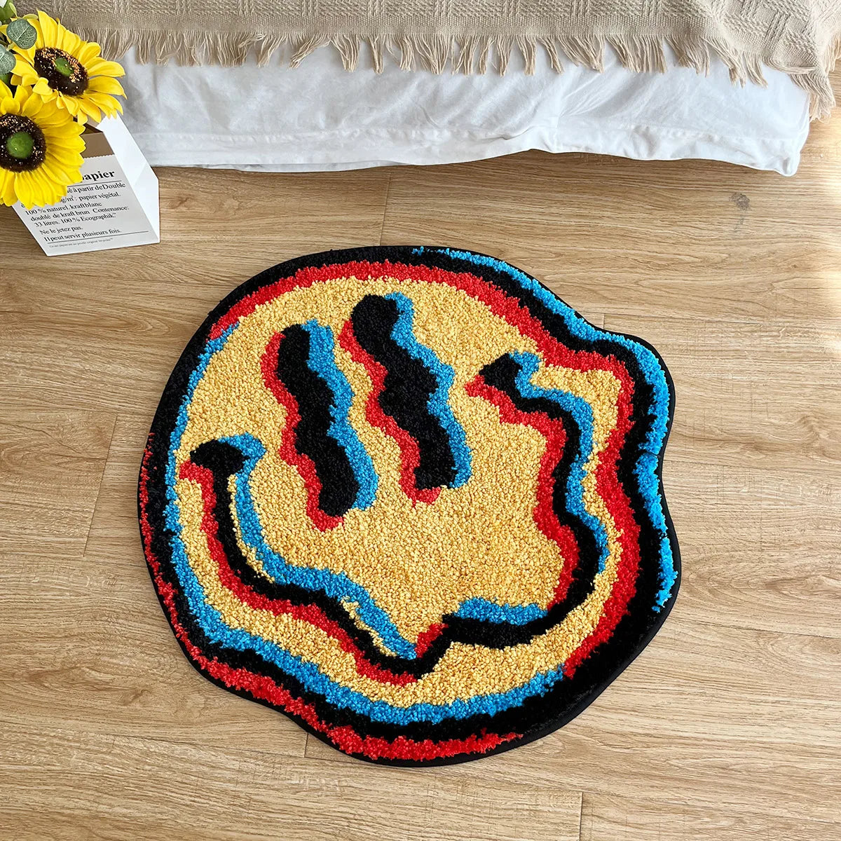 Trippy Smiling Rug - Unique Tufted Design | Ideal Friend Gift | Geeky Bedroom Rug | Home Decor with TPR Non-Slip Backing