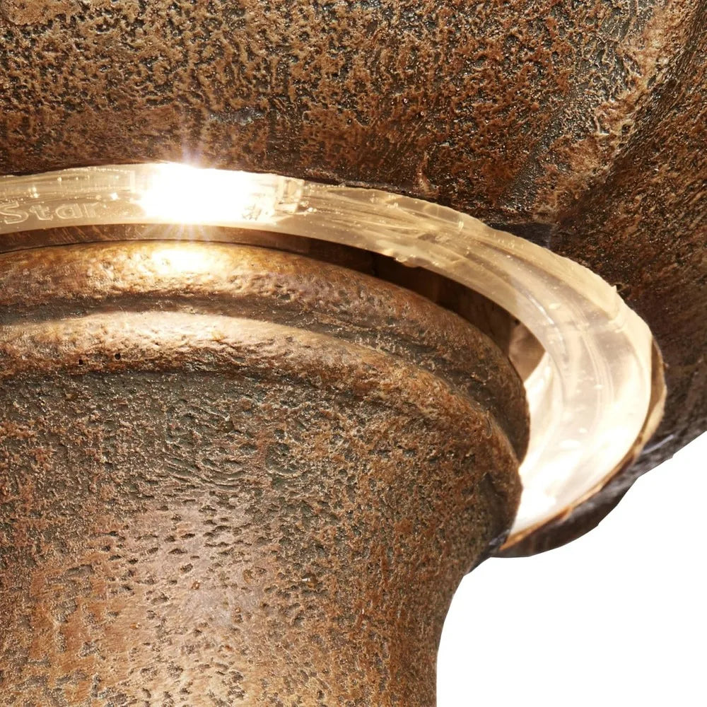 Arosco Modern Rustic Outdoor Floor Water Fountain with Light LED 43" High 3-Tiered Resin for Garden Patio Yard Deck Home Lawn Po