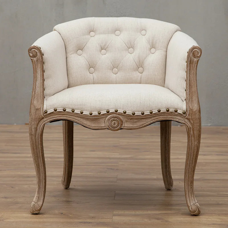 European Solid Wood Leisure Sofa Chair – Antique-Style Accent Armchair