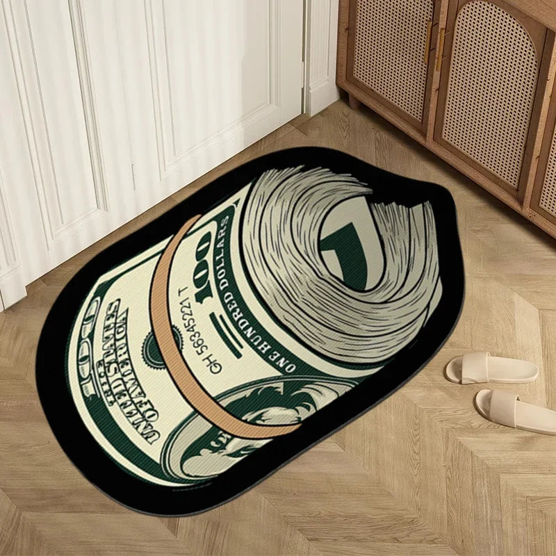 Creative  Money Shaped Carpet Personality Imitation Money Rug Dollar Rug for Bedroom Irregular  Art Floor Mat Door