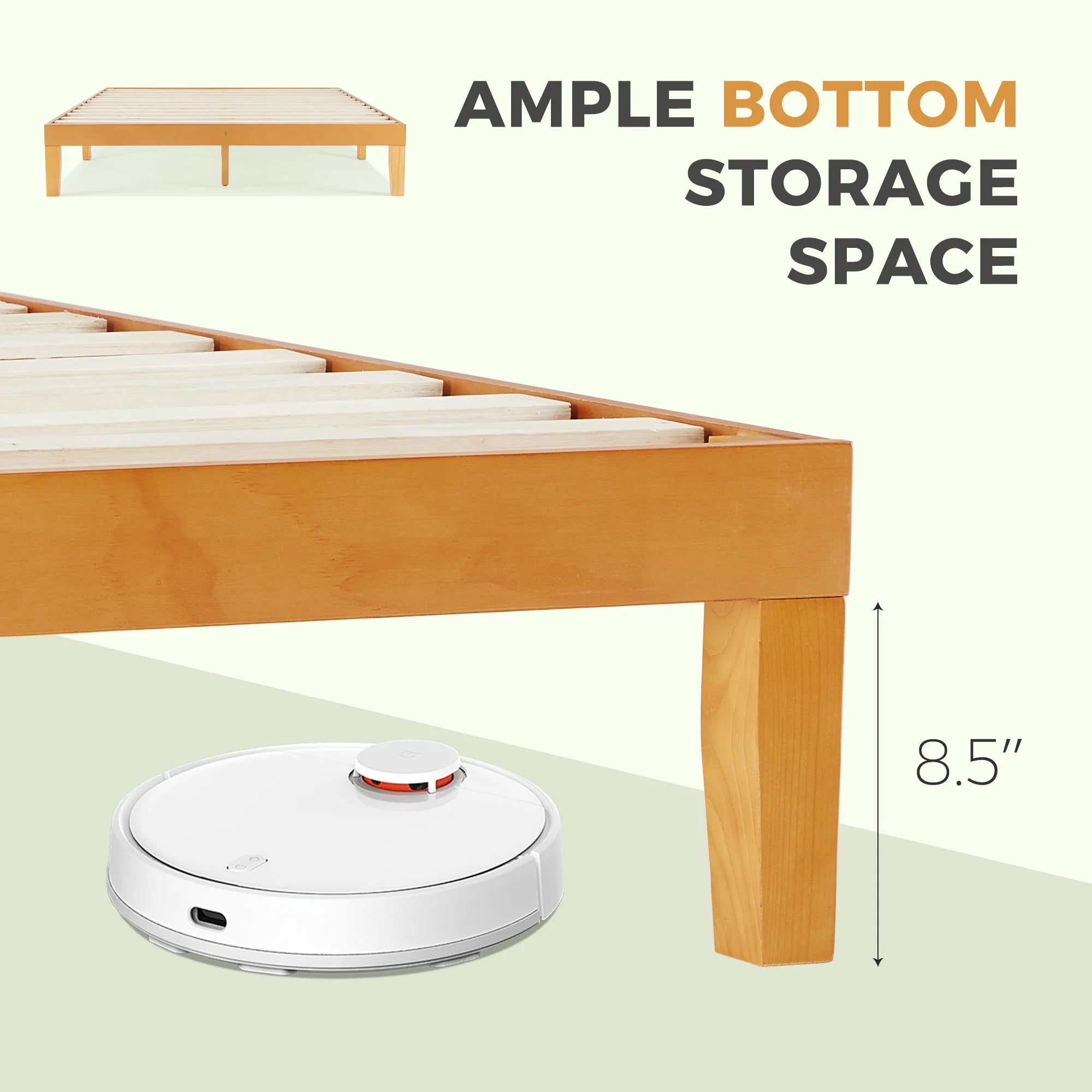 Solid Wood Bed Frame – Multiple Sizes Available with Sturdy Wood Slat Support