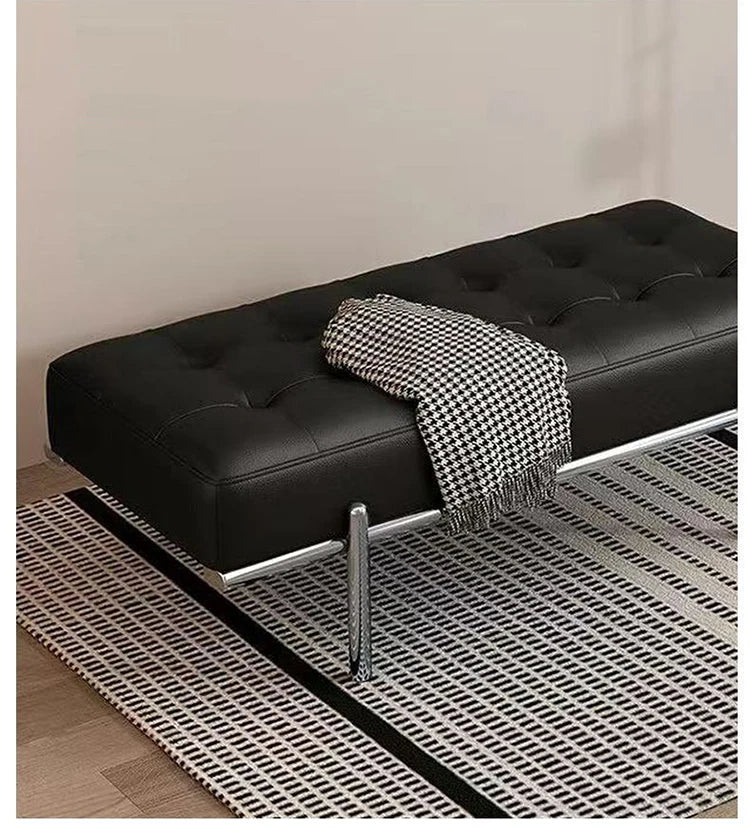 Luxury Leather Ottoman Bench – Hallway Shoe Changing & Lounge Seating