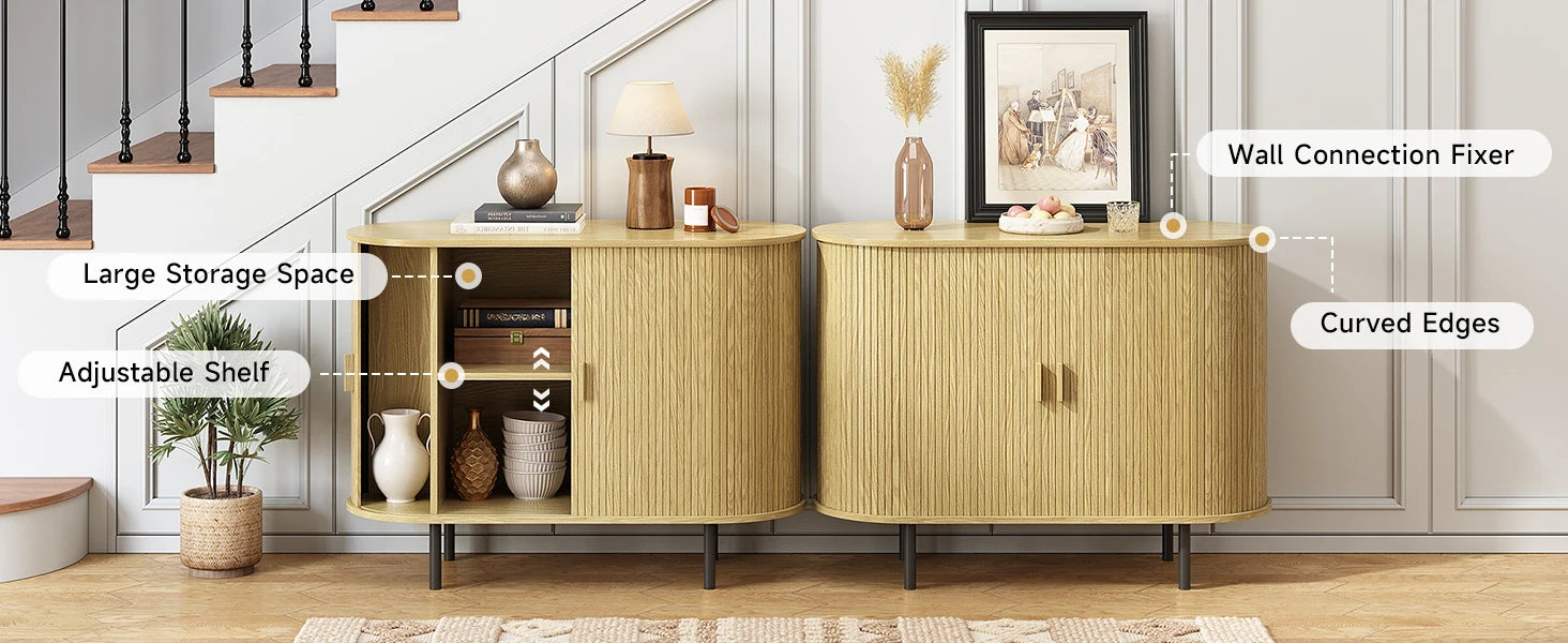 Sideboard Buffet Cabinet with Sliding Door, Storage Cabinet & Adjustable Shelf, Coffee Bar Cabinet Console Table