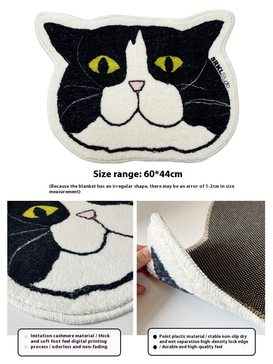 VIKAMA Adorable Kitten Bath Mat Insulated & Machine Washable Bathroom Mat Bedroom Entrance Rug Bedside Carpet Home Decor
