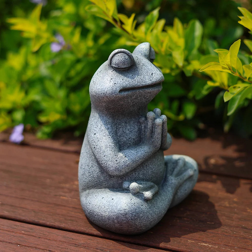 RAKKS Frog Garden Decoration Resin Animal Crafts Meditation Meditation Statues Outdoor Patio Lawn Decoration Pieces