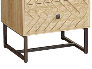 Modern Nightstand with 2 Drawers, Wood Night Stand with Metal Legs, Boho Bedside Table, Accent End Table for Bedroom