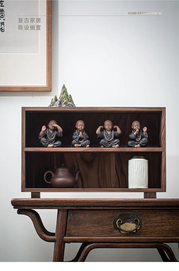 Ceramics Four Not Small Monk Statue Ceramic crafts Chinese characteristic decoration luxurious Home, Study, office accessories