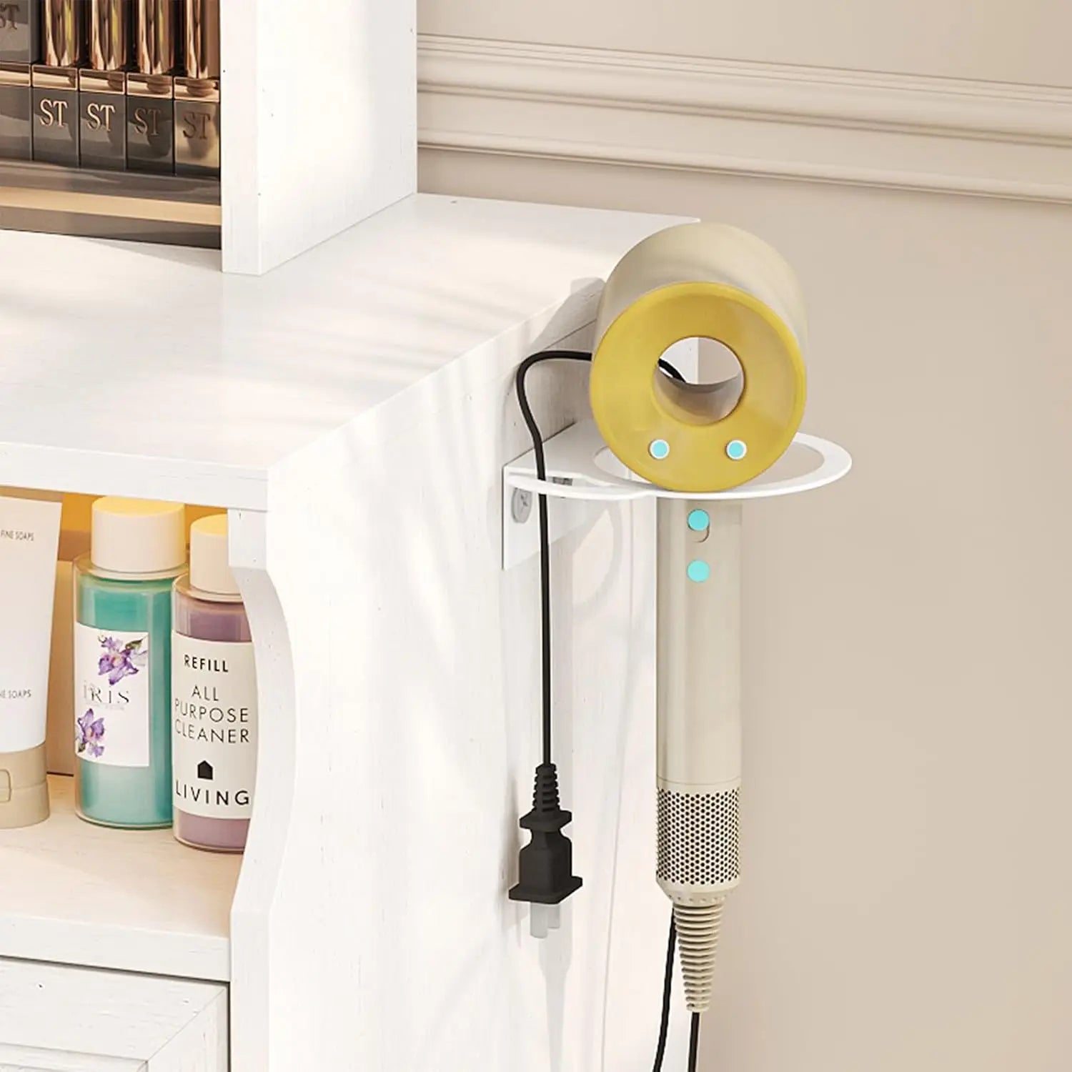 Large Black Vanity Desk with Sliding Mirror & Lights, Big 58.6" Makeup Vanity Table & Nightstand Combo with Power Outlet and 6 D