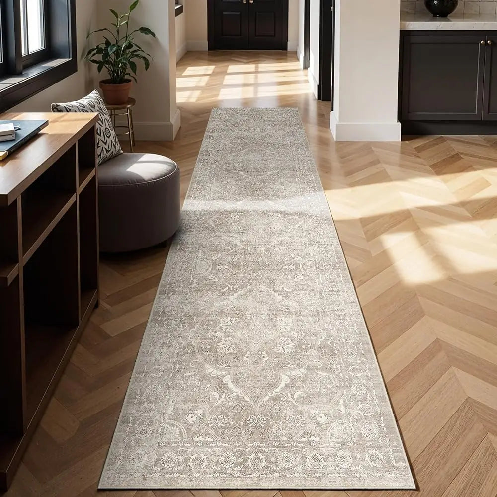 Washable 3X14 Runner Rug - Non-Slip Vintage Runner Rug For Entryway Low-Pile Medallion Long Rugs For Hallway Waterproof