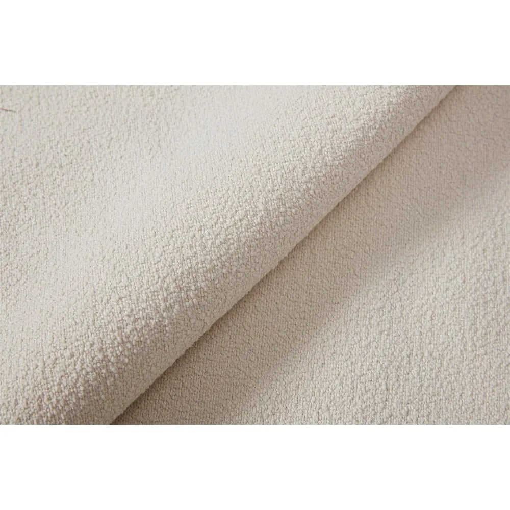 King Bouclé Wingback Bed – 54″ Tall Upholstered Headboard, Ivory Platform Frame