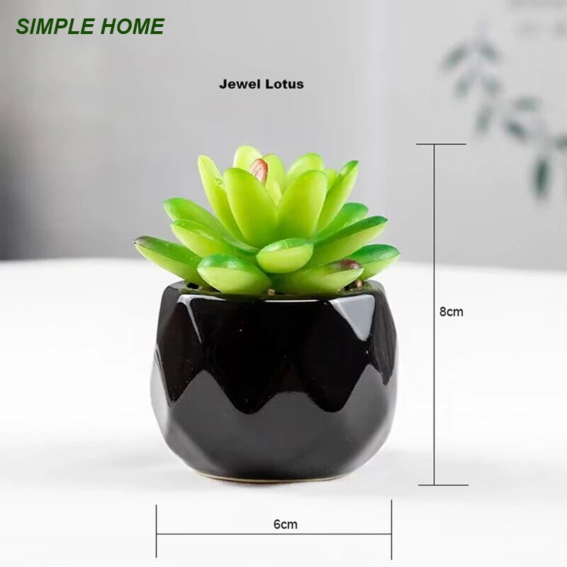 Artificial Succulent Bonsai Plants With Pottery Pot For Room Decoration Office Table Home Garden Decor