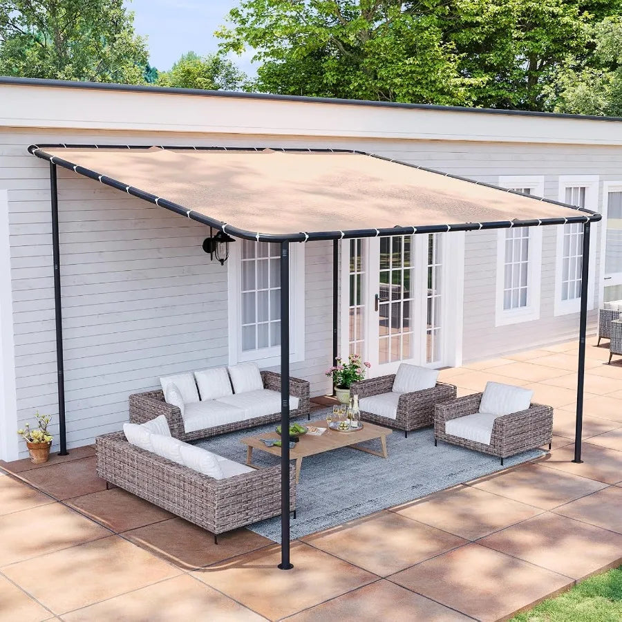 Lean-To Gazebo Pergola – 10 ft × 12 ft Wall-Mounted Canopy
