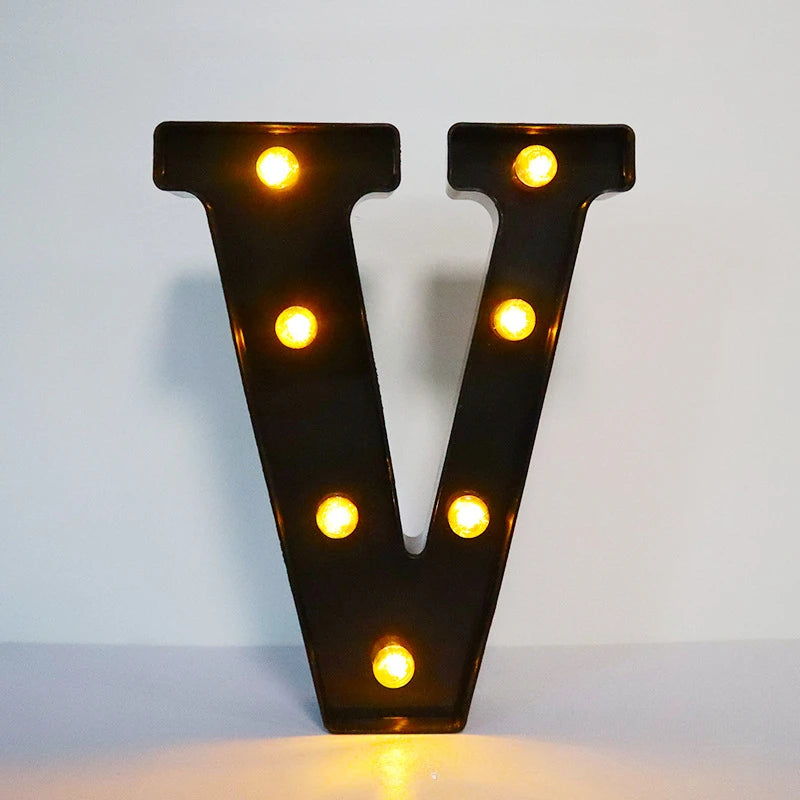22cm Letters with Led Light Black Alphabet Letter Number Night Light Home Christmas Decoration Birthday Supplies Room Decoration
