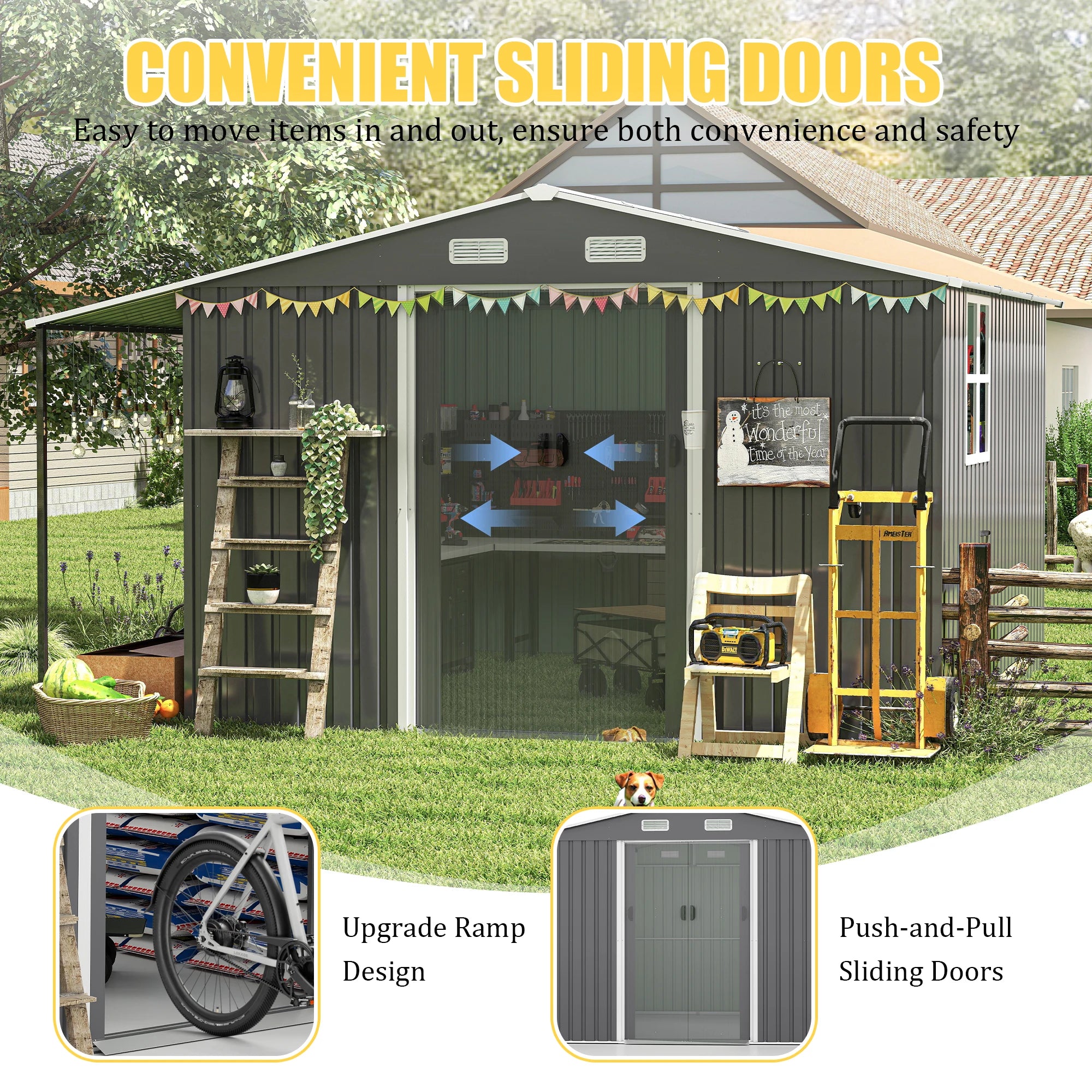 Outdoor Metal Storage Shed – 10 ft × 12 ft Extra Large Steel Shed