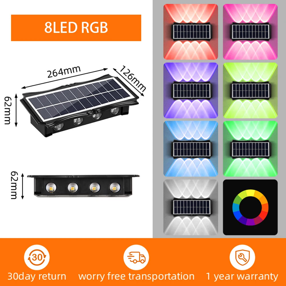 Solar Wall Lamp Outdoor Warm Light Waterproof Up And Down Luminous Lighting Balcony Yard Garden Decoration Lights Exterior Wall