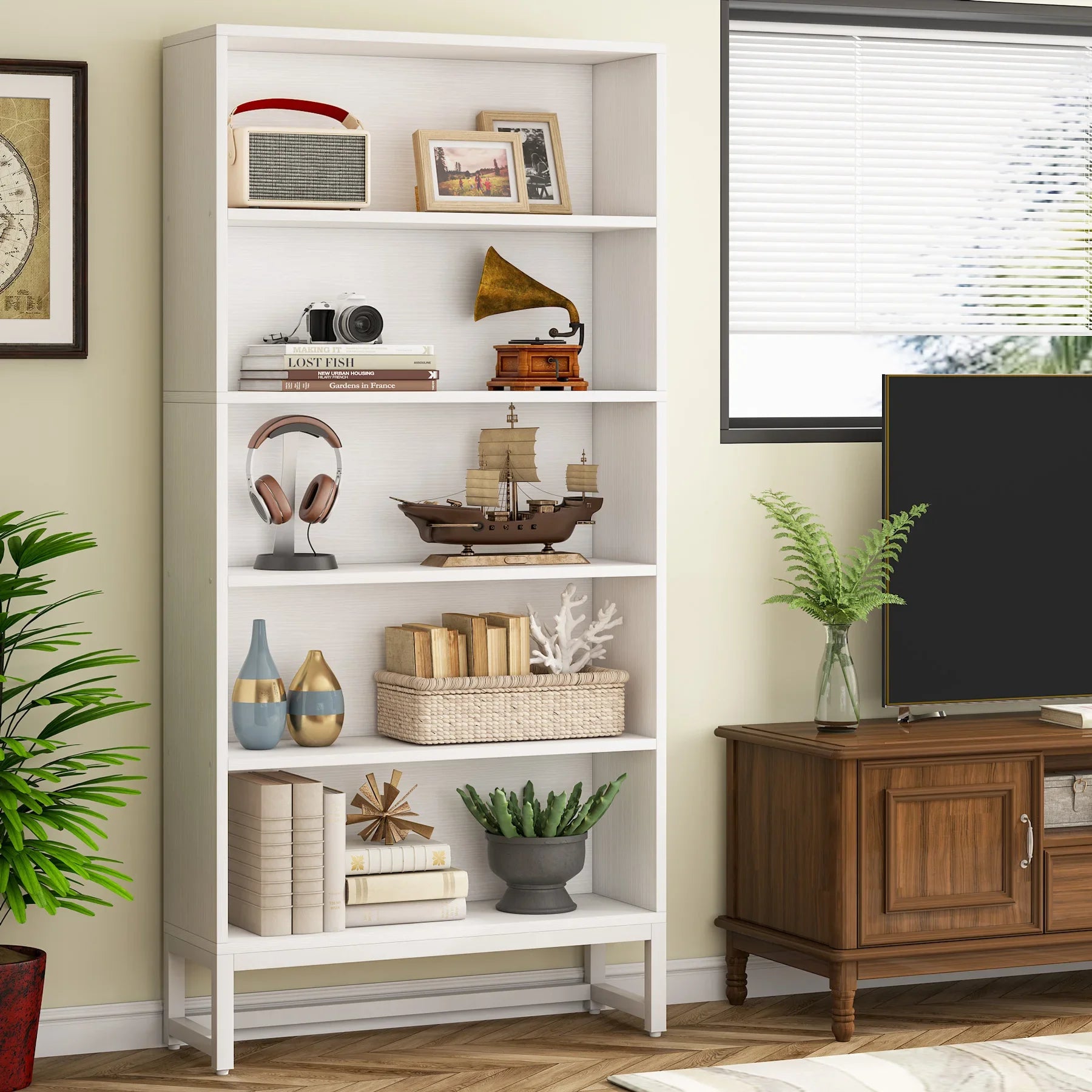 Tribesigns Tall Bookcase – Black 70.8″ Heavy-Duty Library Bookshelf Organizer