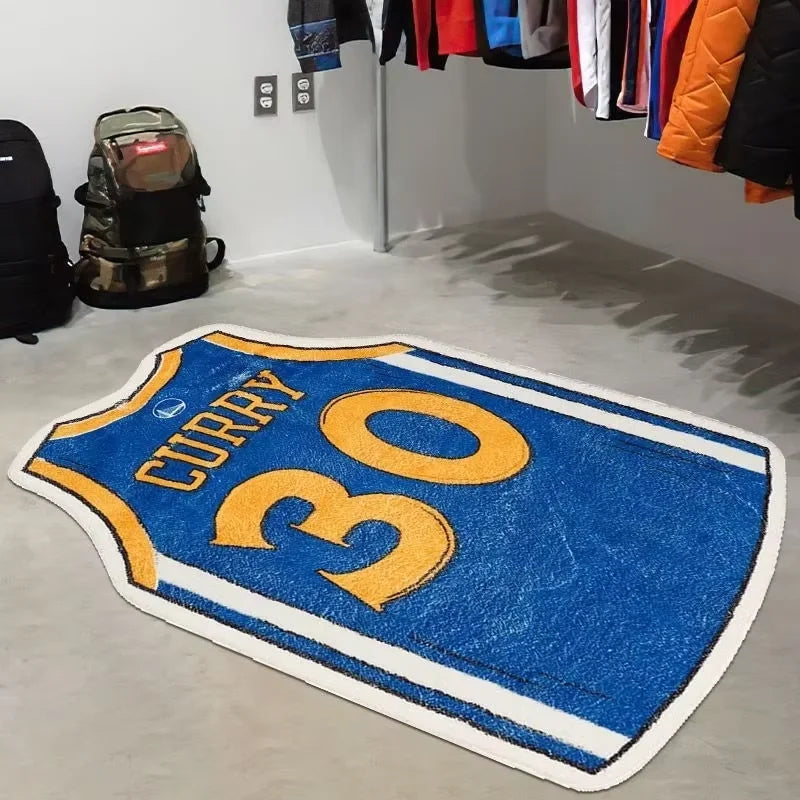 Basketball Area Rugs for Entryway Jersey Shape Mat Indoor,Basketball Sports Anti-Slip Rug For Men Boys Bedroom Home Decor