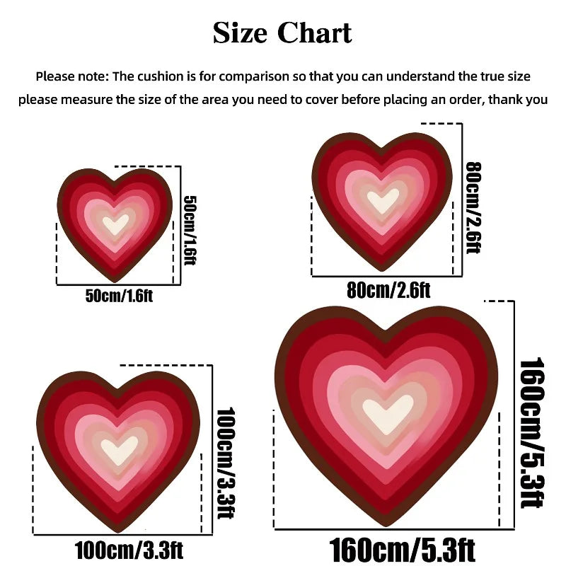 VIKAMA Valentine's Day Carpet Love Heart Carpet Doormat Welcome Mat Special Carpet For Live Room Bathroom Mat Rug For Bedroom